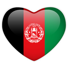 Image showing Afghanistan Flag Heart Glossy Button