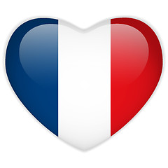 Image showing France Flag Heart Glossy Button