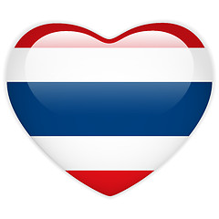 Image showing Thailand Flag Heart Glossy Button