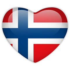 Image showing Norway Flag Heart Glossy Button