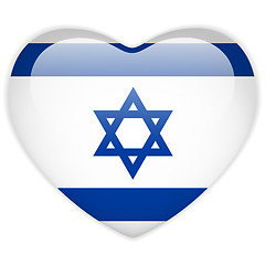 Image showing Israel Flag Heart Glossy Button