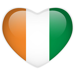 Image showing Ireland Flag Heart Glossy Button