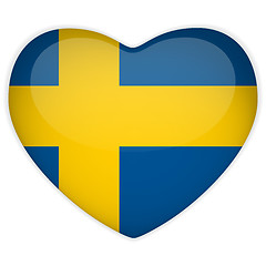 Image showing Sweden Flag Heart Glossy Button