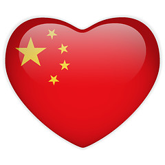 Image showing China Flag Heart Glossy Button