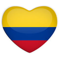 Image showing Colombia Flag Heart Glossy Button