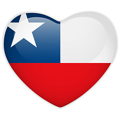 Image showing Chile Flag Heart Glossy Button