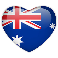 Image showing Australia Flag Heart Glossy Button