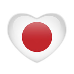 Image showing Japan Flag Heart Glossy Button