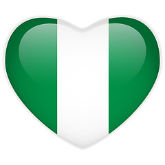 Image showing Nigeria Flag Heart Glossy Button