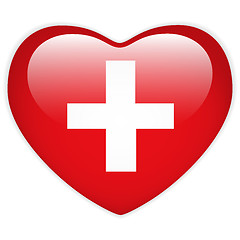 Image showing Switzerland Flag Heart Glossy Button