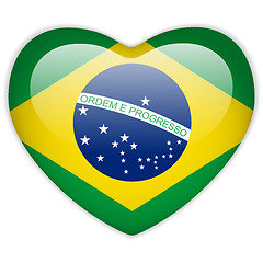 Image showing Brazil Flag Heart Glossy Button