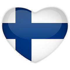 Image showing Finland Flag Heart Glossy Button