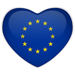 Image showing Europe Flag Heart Glossy Button