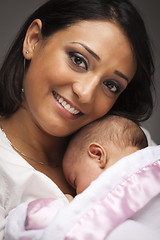 Image showing Attractive Ethnic Woman with Her Newborn Baby