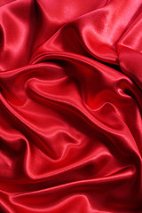 Image showing Smooth elegant red silk can use as background Smooth elegant red