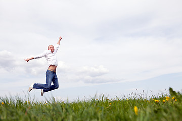 Image showing young man outdoor in summer in nature happy