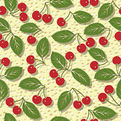 Image showing seamless vector pattern with red cherries