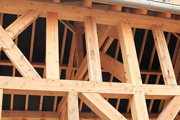 Image showing wood frame of a house under construction