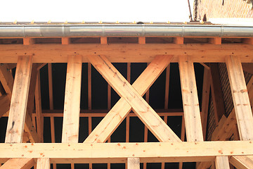 Image showing wood frame of a house under construction
