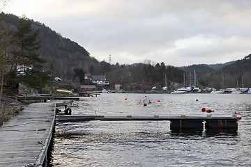 Image showing small footbridge in a fjord -norway