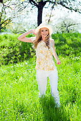 Image showing beautiful young girl happy in summer outdoor