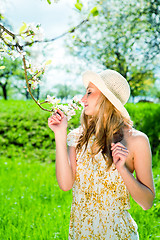 Image showing beautiful young girl happy in summer outdoor