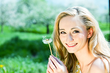 Image showing beautiful young girl happy in summer outdoor