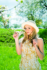 Image showing beautiful young girl happy in summer outdoor