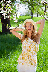 Image showing beautiful young girl happy in summer outdoor