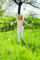 Image showing beautiful young girl happy in summer outdoor