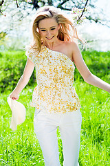 Image showing beautiful young girl happy in summer outdoor