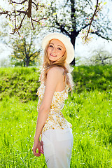 Image showing beautiful young girl happy in summer outdoor