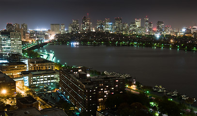 Image showing Back Bay and Cambridge Overcast Night Wide