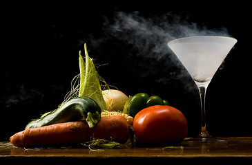 Image showing Vegetables and liquid nitrogen