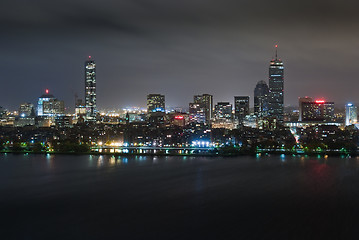 Image showing Back Bay Overcast Night Aerial