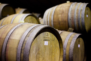 Image showing Wine barrels close horizontal