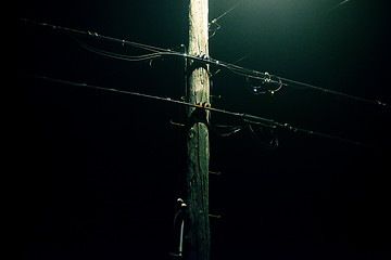 Image showing Telephone pole in fog