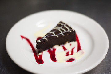 Image showing Chocolate cake tip focus