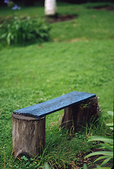 Image showing Blue garden bench