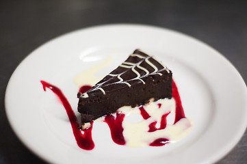 Image showing Chocolate cake mid focus