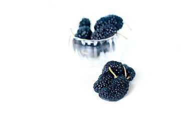 Image showing fresh ripe mulberry over white