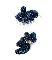 Image showing fresh ripe mulberry over white