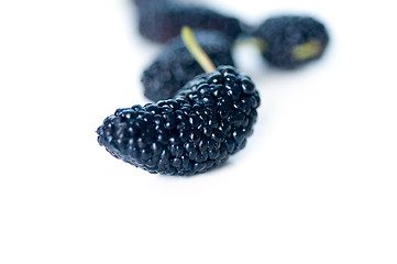 Image showing fresh ripe mulberry over white