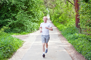 Image showing man is jogging in the forest
