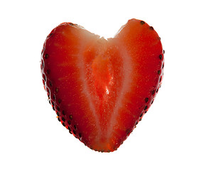 Image showing Fresh sliced strawberry in heart shape