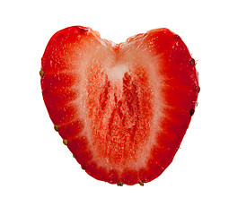 Image showing Fresh sliced strawberry in heart shape