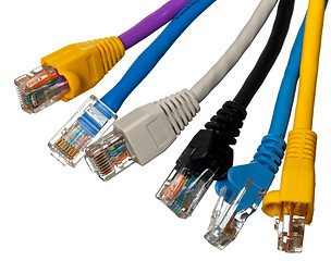 Image showing Cat 5 cables in multiple colors