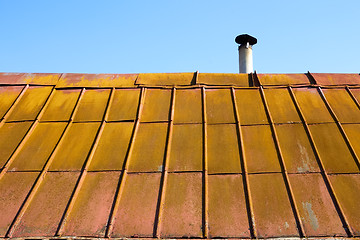 Image showing Roof with old metal tile