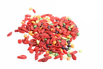 Image showing red dried goji berries traditional chinese herbal medicine