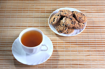 Image showing Cup of tea and cookies